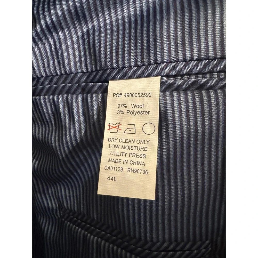 Calvin Klein Mens Wool Blend 2 Button Blazer Jacket Size 44L Navy Blue